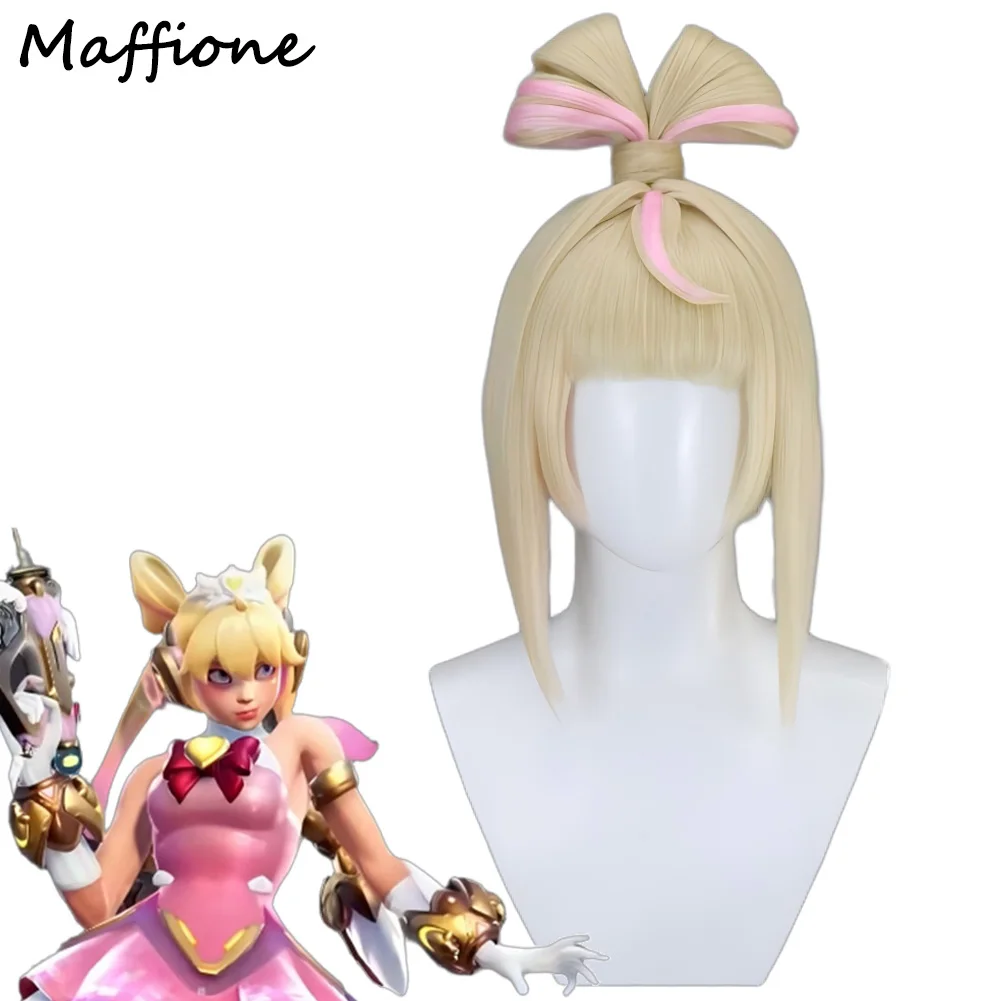 

Game OW Juno Wigs Cosplay Costume Accessories Women Fantasia Wig Headgear Hair Bow Tie Female Disguise Holloween Suits Props