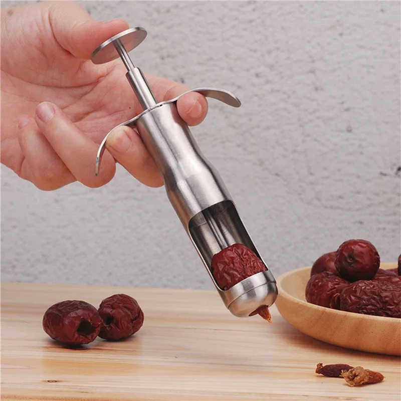 304 Stainless Steel Cherry Jujube Corer Pitter Fruit Kitchen Olive Core Gadget Remove Pit Tool Seed Push Out