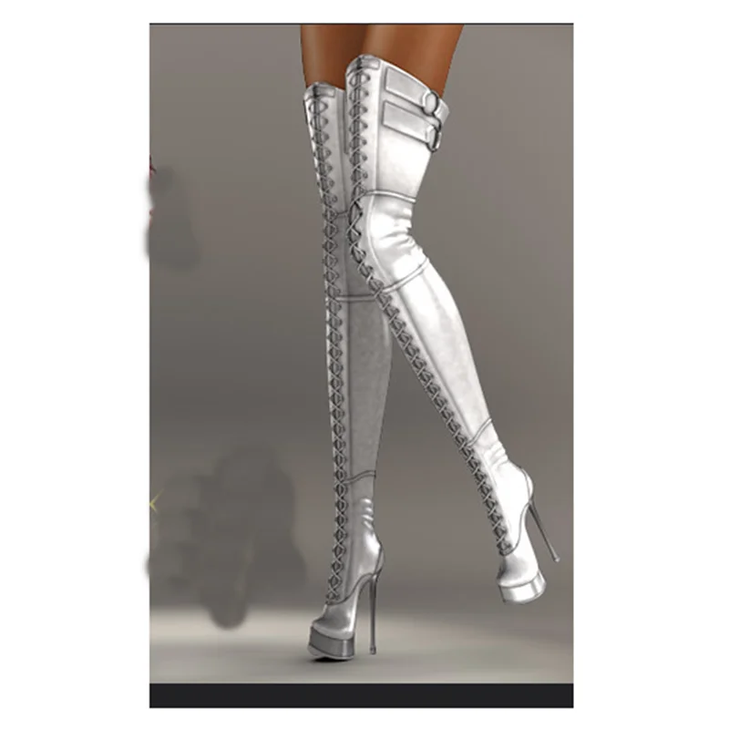 Red Over Knee HIgh Platform Boots Thin High Heel Round Toe Fashion Sexy Cool 2025 Winter Big Size Woman Shoes Zapatillas Mujer