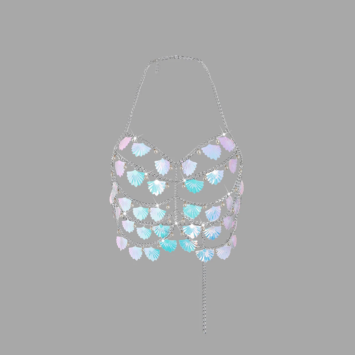 Sexy Body Jewelry Pearl Bra Chain Women Sexy Sequins Tassel Hanging Neck Chest Chain Multilayer  Party Nightclub Accessories