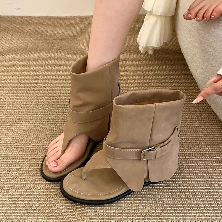 2026Spring Clip Toe Flats Sandals Summer Fashion Trend Trouser Legs Boots Casual Dress Street Style Shoes