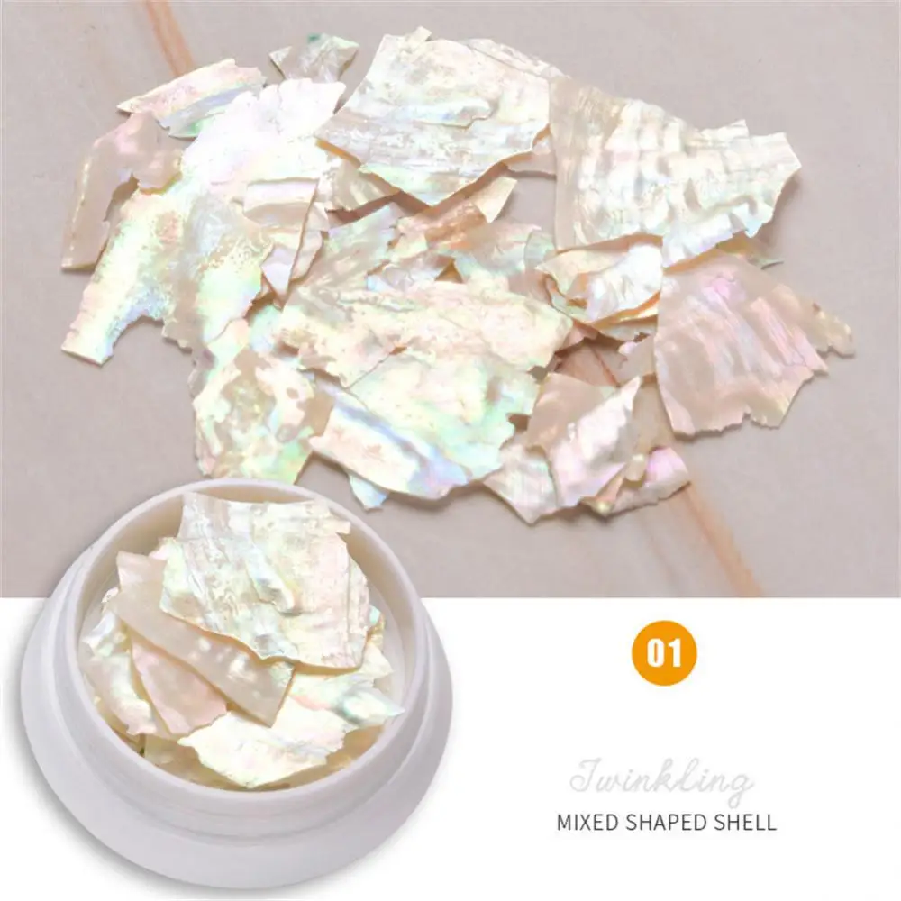 Natural Shell Slice Mirror Effect Beautiful Nail Accessories Shell Plate Nail Art Sequin Colorful Shell Flakes Brand New