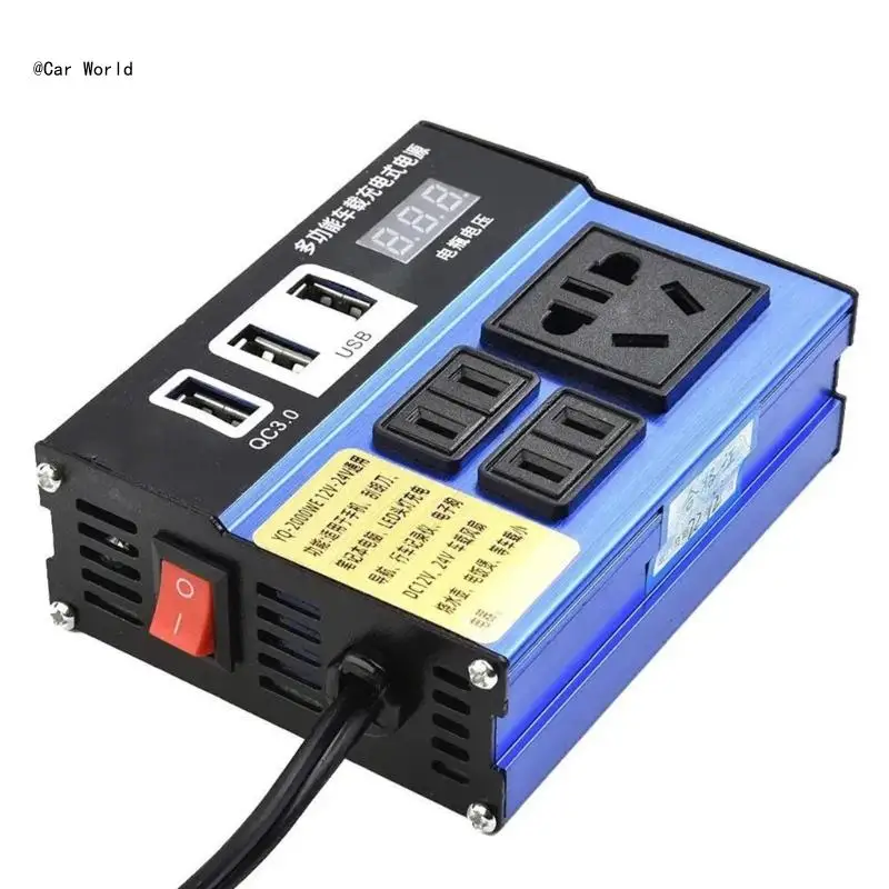 Multifunction Intelligent Vehicle Car Power Converter 12V/24V To 110V/220V, 1500W Inverter With Multiple Safety Features 6XDB