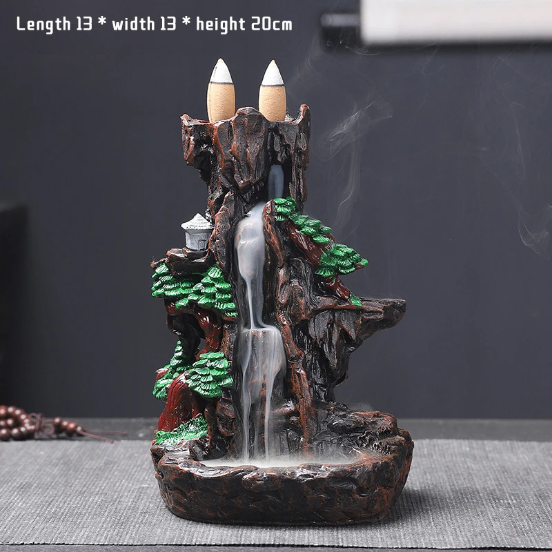 

Backflow Incense Holder Waterfall Incense Burner Decoration for Home Fireplace Aroma Smoke Zen Censer with Backflow Incense Cone