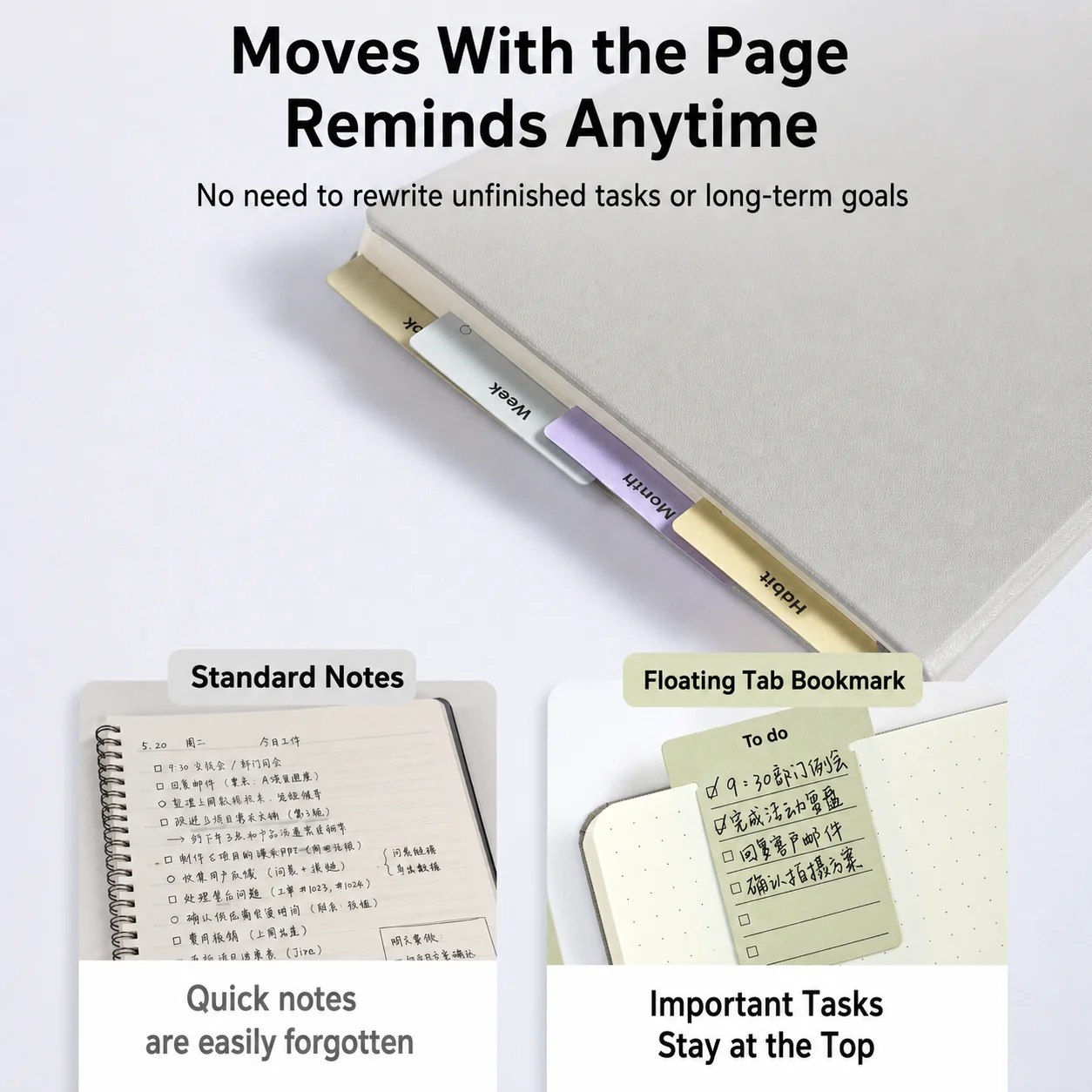 Multifunctional Bookmark Handwritable Portable Index Tab Handwritable Bookmark Thick Insertable Paper Bookmark For Daily Office