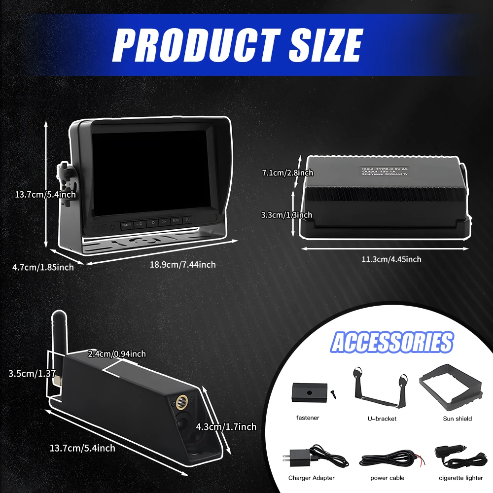 نظام الرافعة الشوكية AHD لتحديد المواقع اللاسلكي 2.4G مع مجموعة عكسية مقاومة للماء بدقة 1080 بكسل عالية الدقة، عكس