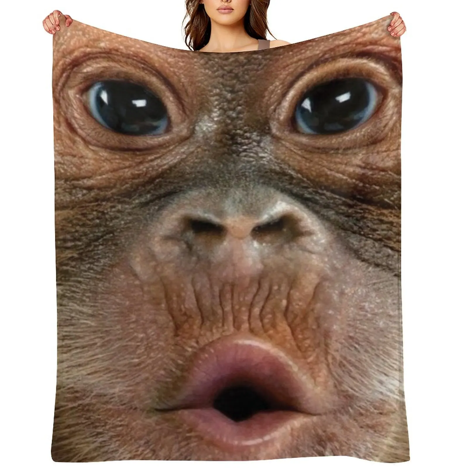 

Big Face Baby Orangutan Monkey Throw Blanket Stuffeds Luxury Designer valentine gift ideas Luxury St Blankets