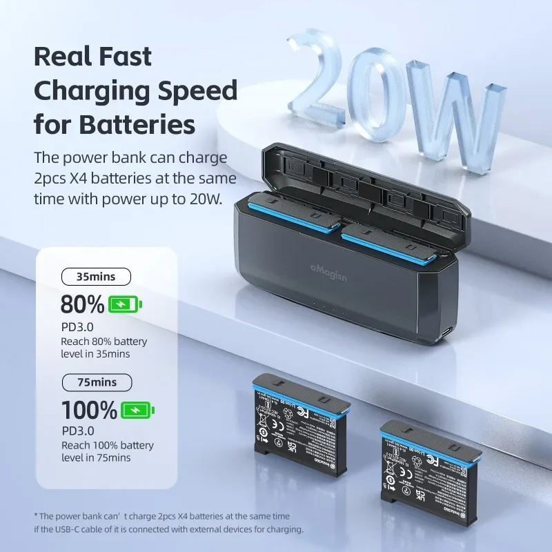 aMagisn For Insta360 X4 Fast Charging Power Bank Power Bank Action Camera Accessories