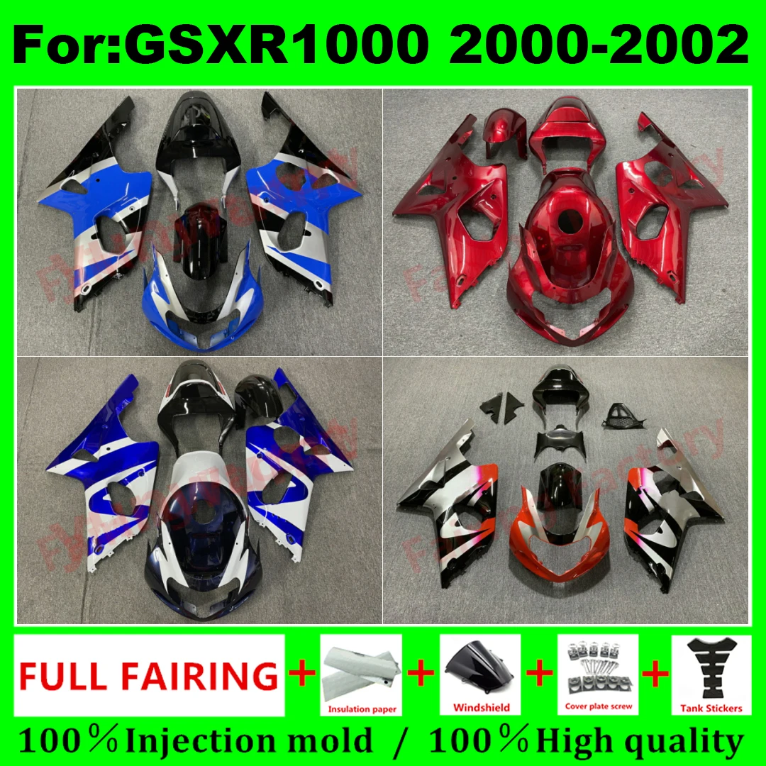 

Motorcycle Fairings Kit for GSXR1000 00 01 02 GSXR 1000 K1 K2 2000 2001 2002 Injection mold Bodywork full fairing kits Set zxmt