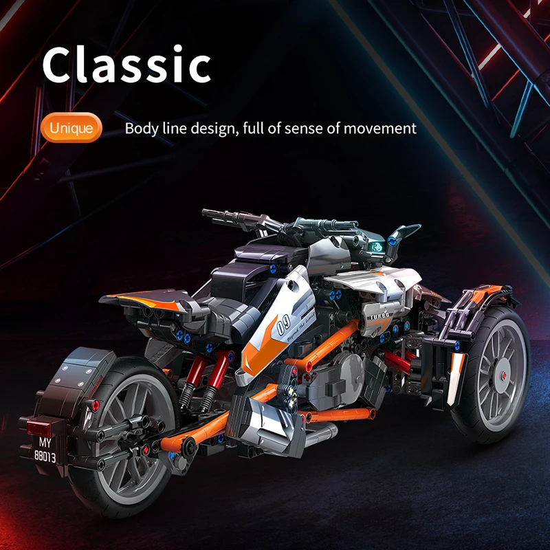 Nový kreativní znalec high-tech super rychlost sportovní závodní motocykl 1228pc moc cihla high-tech modelka budova blok hoch hračka