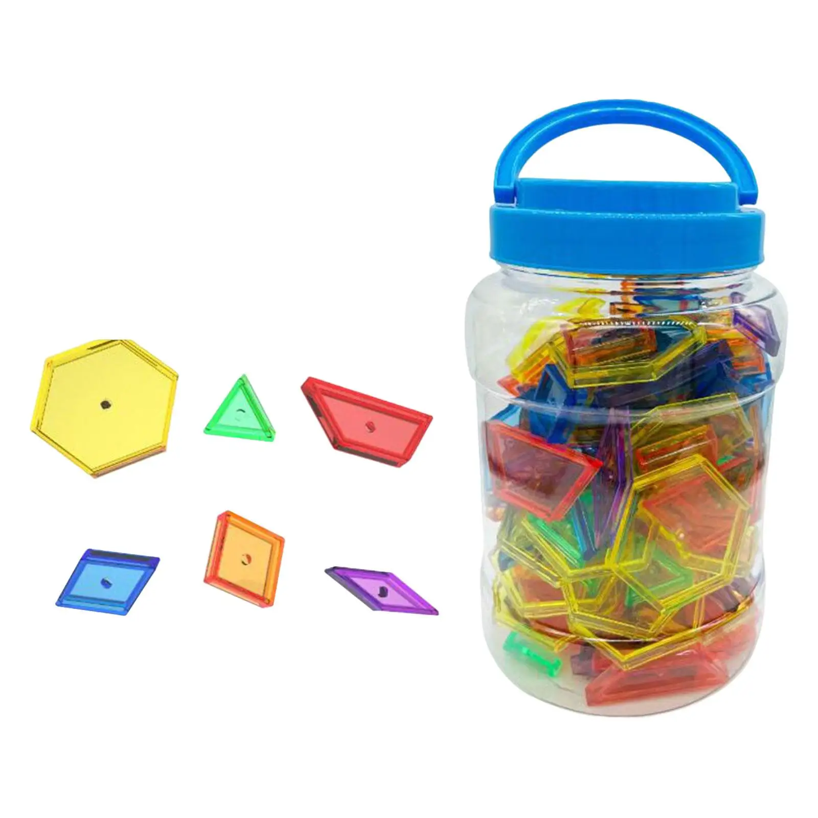 140 Pieces Montessori Pattern Blocks Educational Shape Sorting Math Manipulative Blocks for Shape Recognition Symmetry Fractions