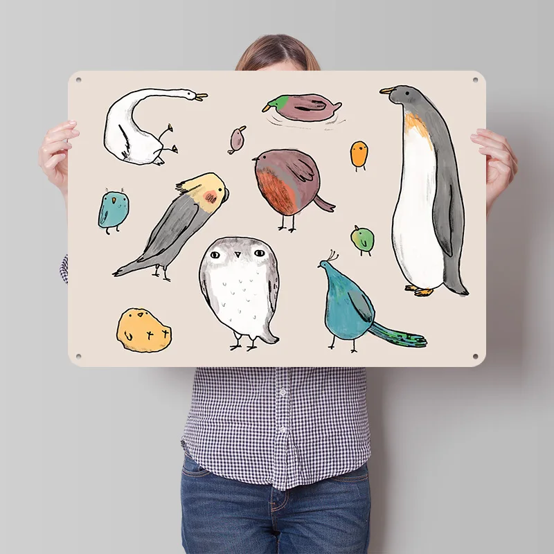 Lump Birds Personalized 3D Textured Metal Poster Wall Art Vintage Tin Signs for Article Decoration Gaming Room Decor Wand Deko