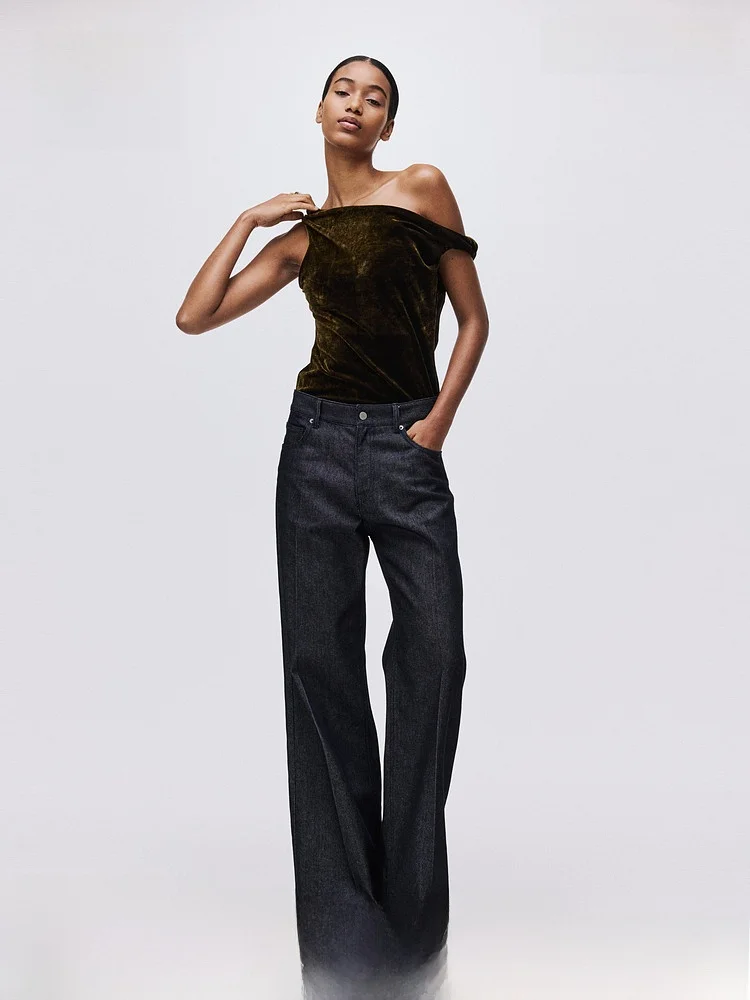 

Spring Women's Single oulder Top H&M Casual Sle Polyester Fiber Spandex Blend Inner/Outer Wear Regular Length Everyday Use