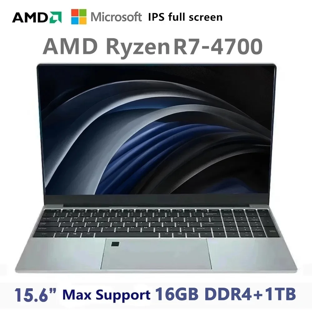 Laptop AMD R7 4700U 16GB DDR4 1TB SSD 5G Wifi Backlit Keypad Windows 11 HD Camera Fingerprint Unlock Portable Gaming Computer