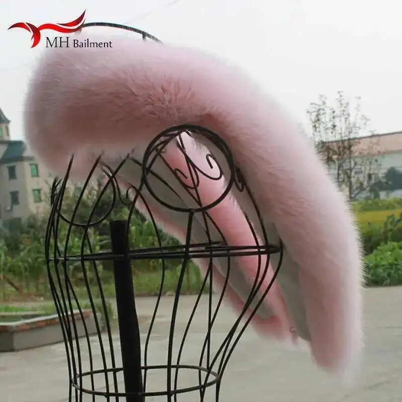 Winter Real Fox Fur Collar 100% Genuine Natural Pink Scarf Scarves Women Large Size Wraps Neck Warmer Luxury Furry Shawl Female - view 5