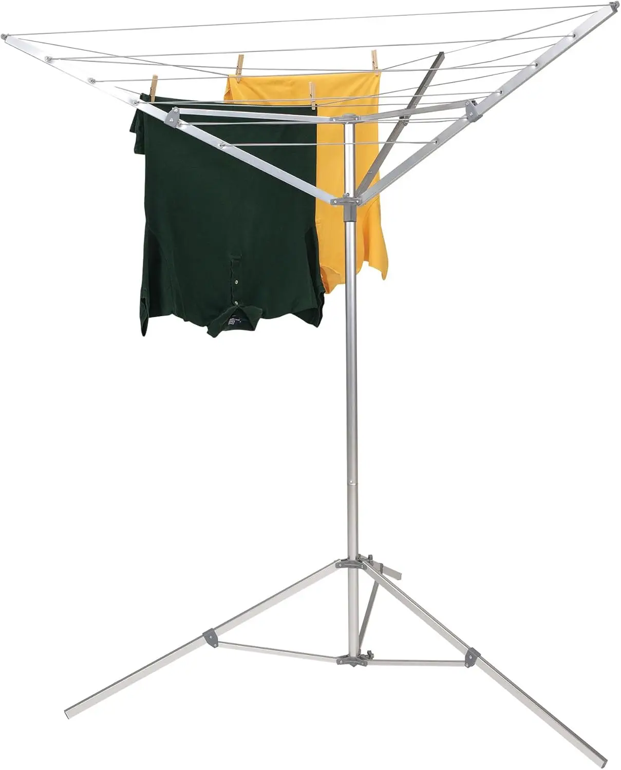 

Portable Umbrella Clothesline 64 Ft of Hanging Space Pre-Strung with Stable Base Silver