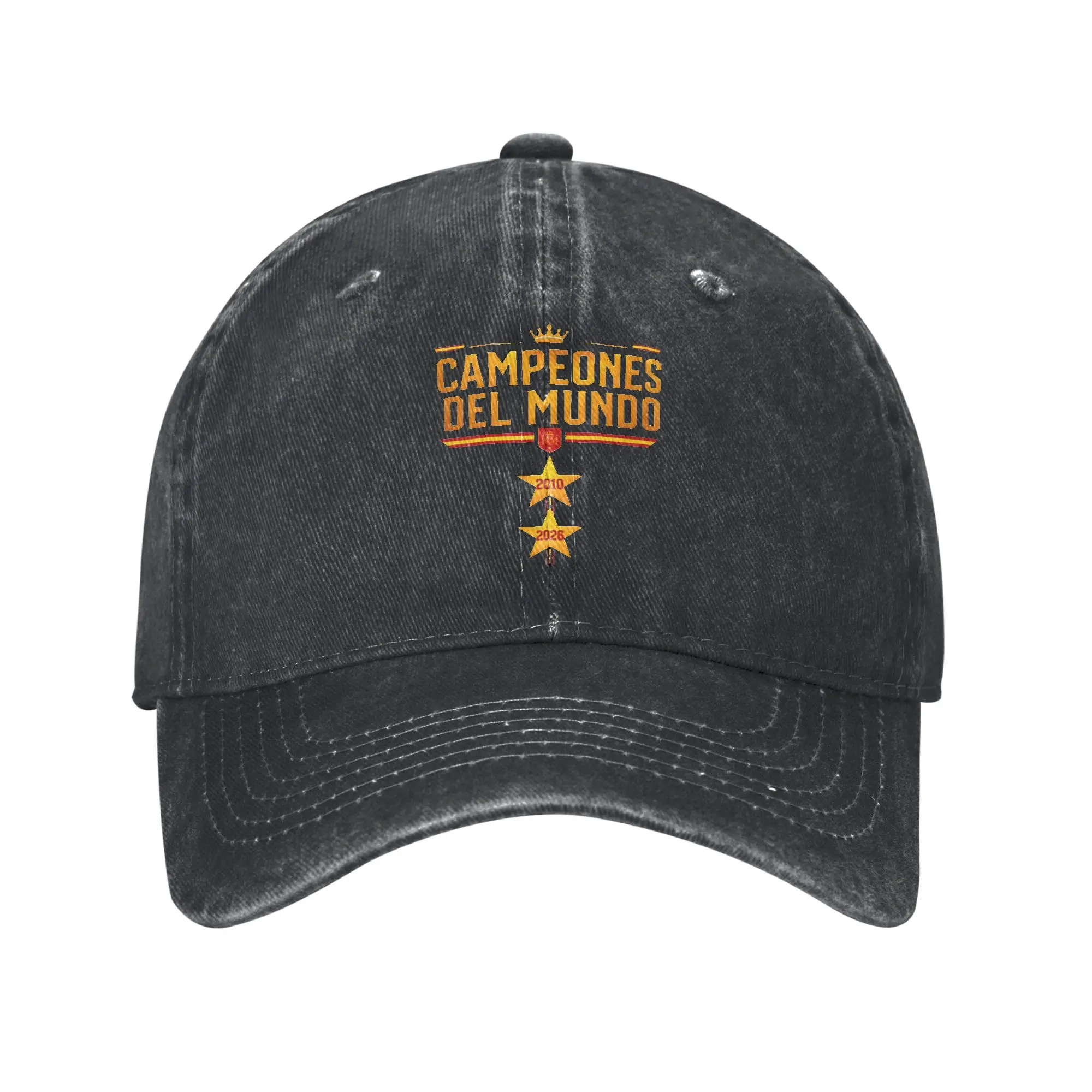 2 Stars 2026 Campeones Del Mundo Spain Espana Printing Retro Cowboy Washed Baseball Caps Male Denim Hat Woman Hiking Peaked Cap