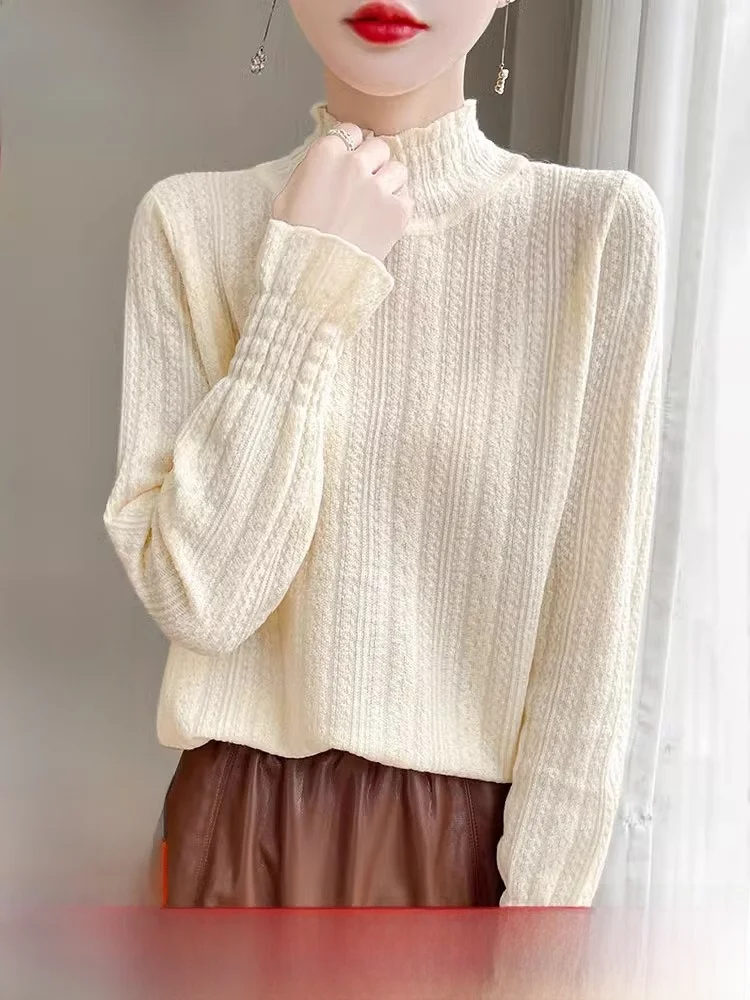 Women's Camere Knitwear Loose Fit f High Collar Sweater Autumn New Sle Tassel Long Sve Warm Thermal Base irt