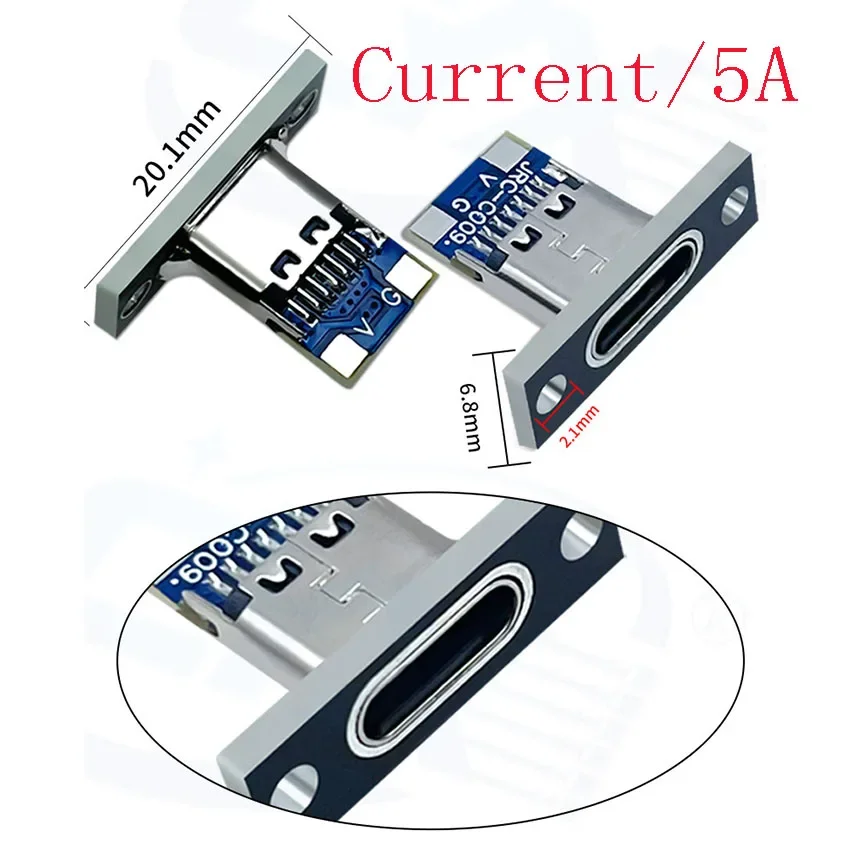 1-10 szt. Gniazdo USB 3.1 typu C z płytką mocującą śrubę typu C gniazdo USB 3.1 typu C 2Pin 4Pin 5Pin 6-pinowe złącze Jack żeńskie