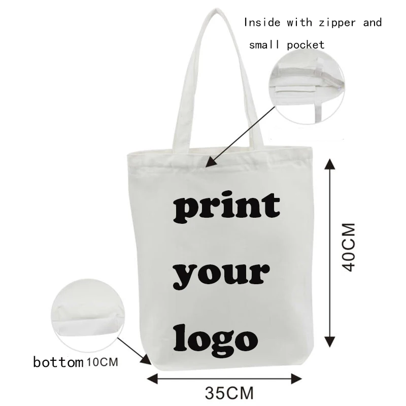 Canvas bag Personal Customize Women Tote Bag make Print Logo Custom Your Pictures Shopping Bags DIY Handbags Shoulder Bags