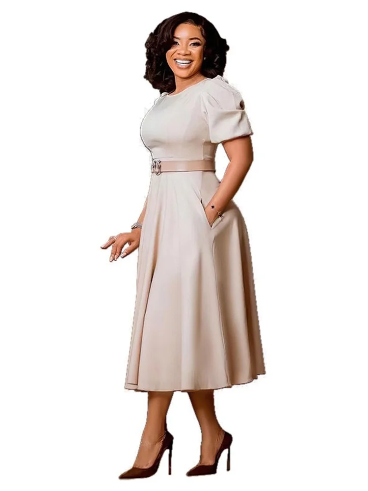 Wmstar Plus Size sukienki damskie z dekoltem elegancka modna sukienka Maxi nowa w letnich ubraniach sprzedaลผ hurtowa Dropshipping z paskiem