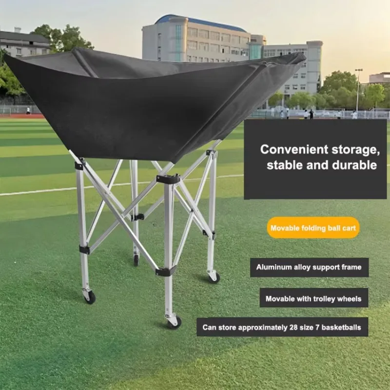 Custom Color Aluminum Basketball Volleyball Football Sports Equipment Portable Foldable Training Ball Cart with Wheels view 3