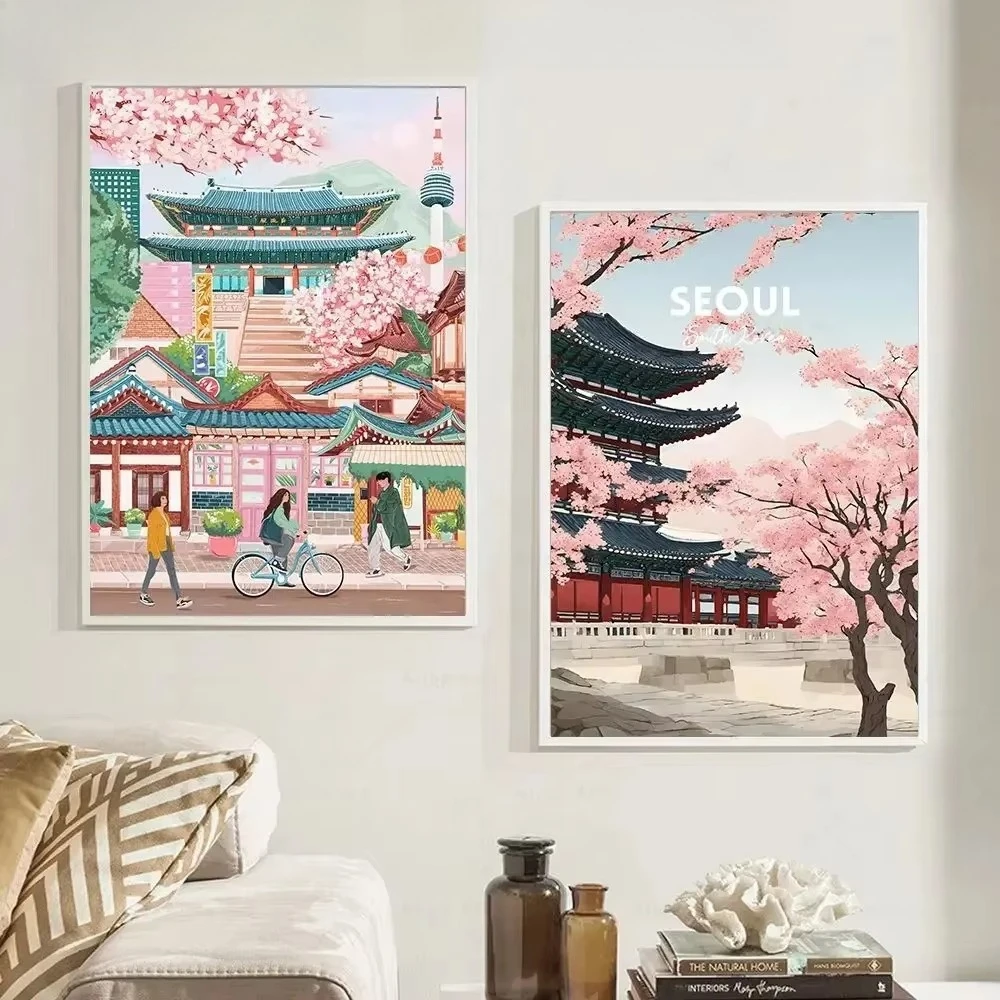 5D DIY Diamant-Malerei-Set Südkorea Reise-Stadtlandschaft Kunst Strass-Mosaik Wanddekoration Geschenk für Erwachsene Rahmenlos