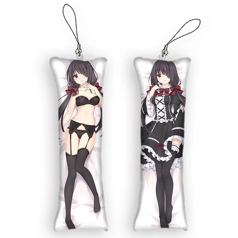 Fashion Date A Live Tokisaki Kurumi Mini Dakimakura Keychain Cute Anime Key Chain Small Pillow Decor Pendant Otaku Ba