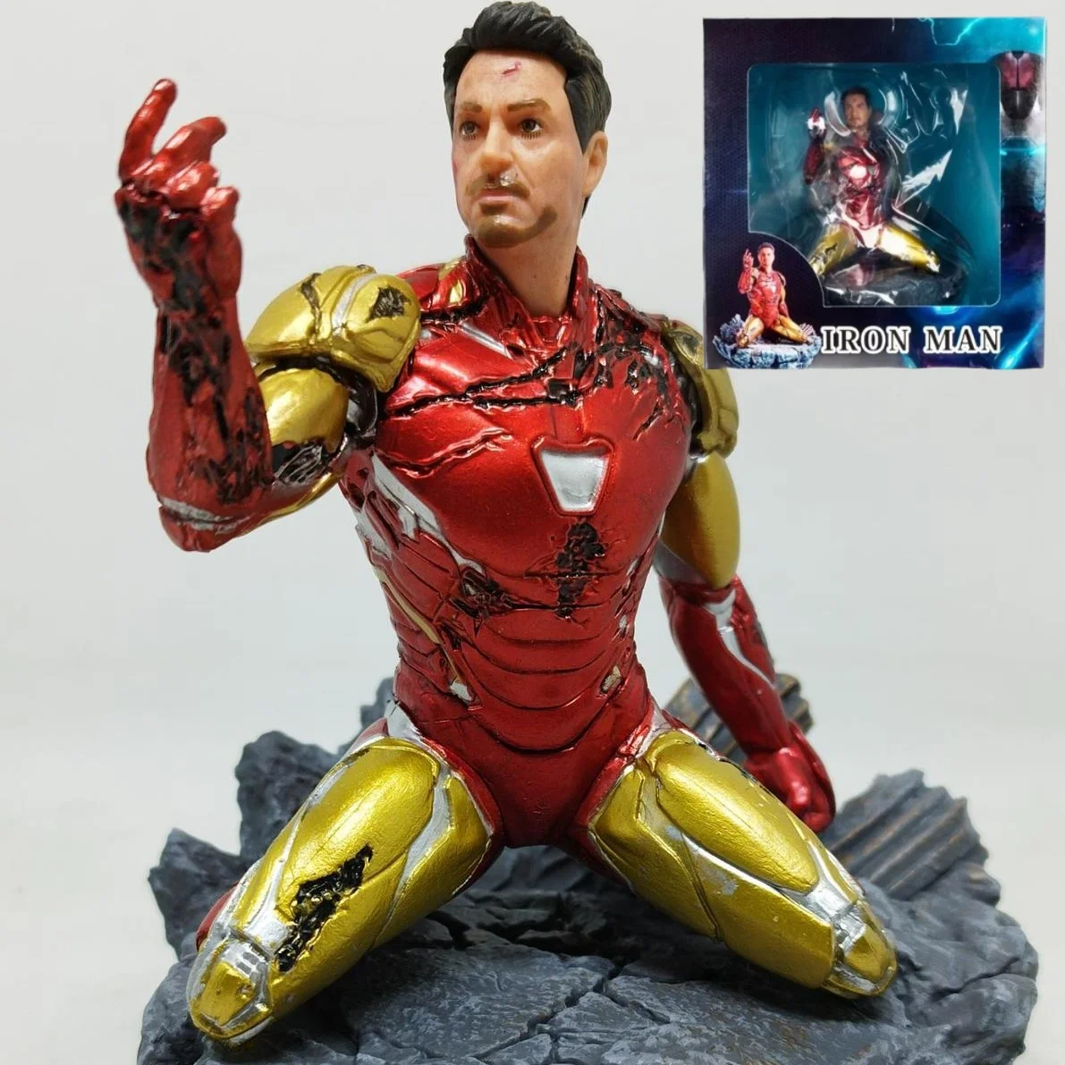 

The Avengers Endgame Anime Figure Iron Man Mk85 Snap Your Model Dolls Gk Kneeling Statue Collection Decoration Birthday Toys Gif