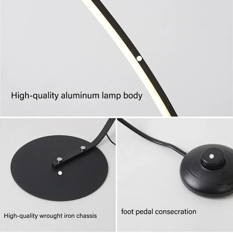 SANDYHA Modern LED Floor Lamp Half Moon Arc Design for Living Room Bedroom Bedside Table Lighting Home Decor Light Fixture