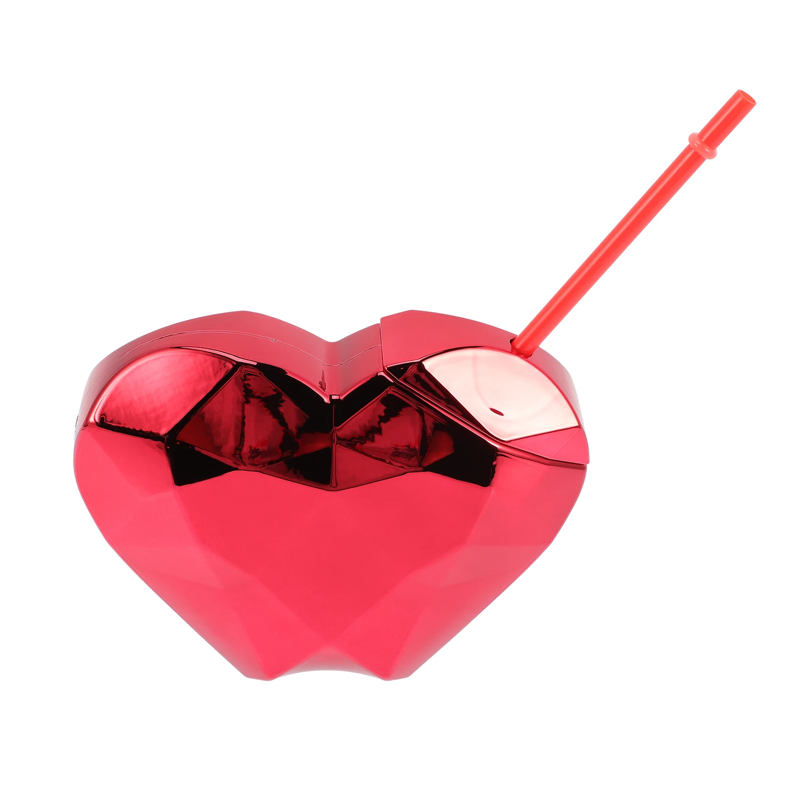 

1pcs 700Ml Heart Shaped Straw Cup Reusable Plastic Drink Mug For Adults Portable Beverage Cup Hawaiian Party Pool Beach