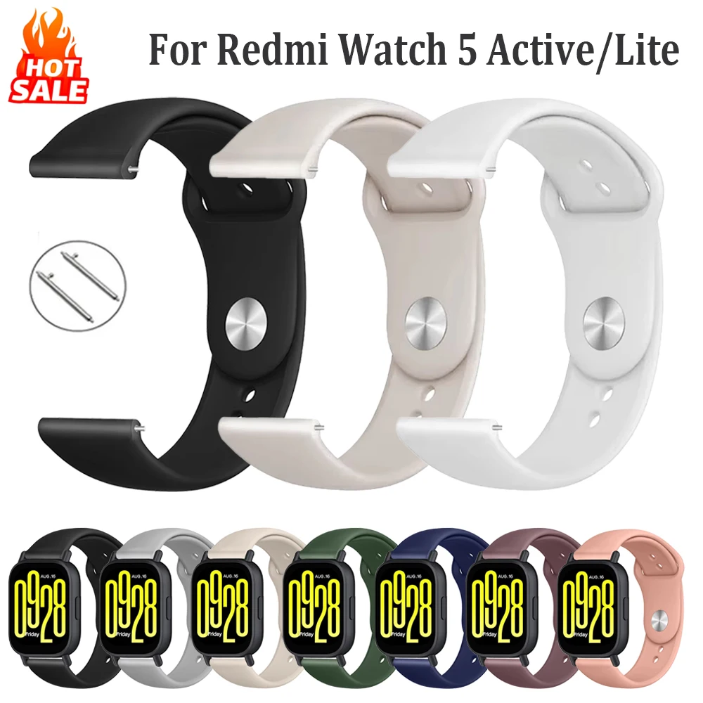 Hautfreundliche Silikonarmbänder für Redmi Watch 5 Active/Lite Zubehör 22mm Uhrenarmband Correa Xiaomi Redmi Watch 5 Active Armband