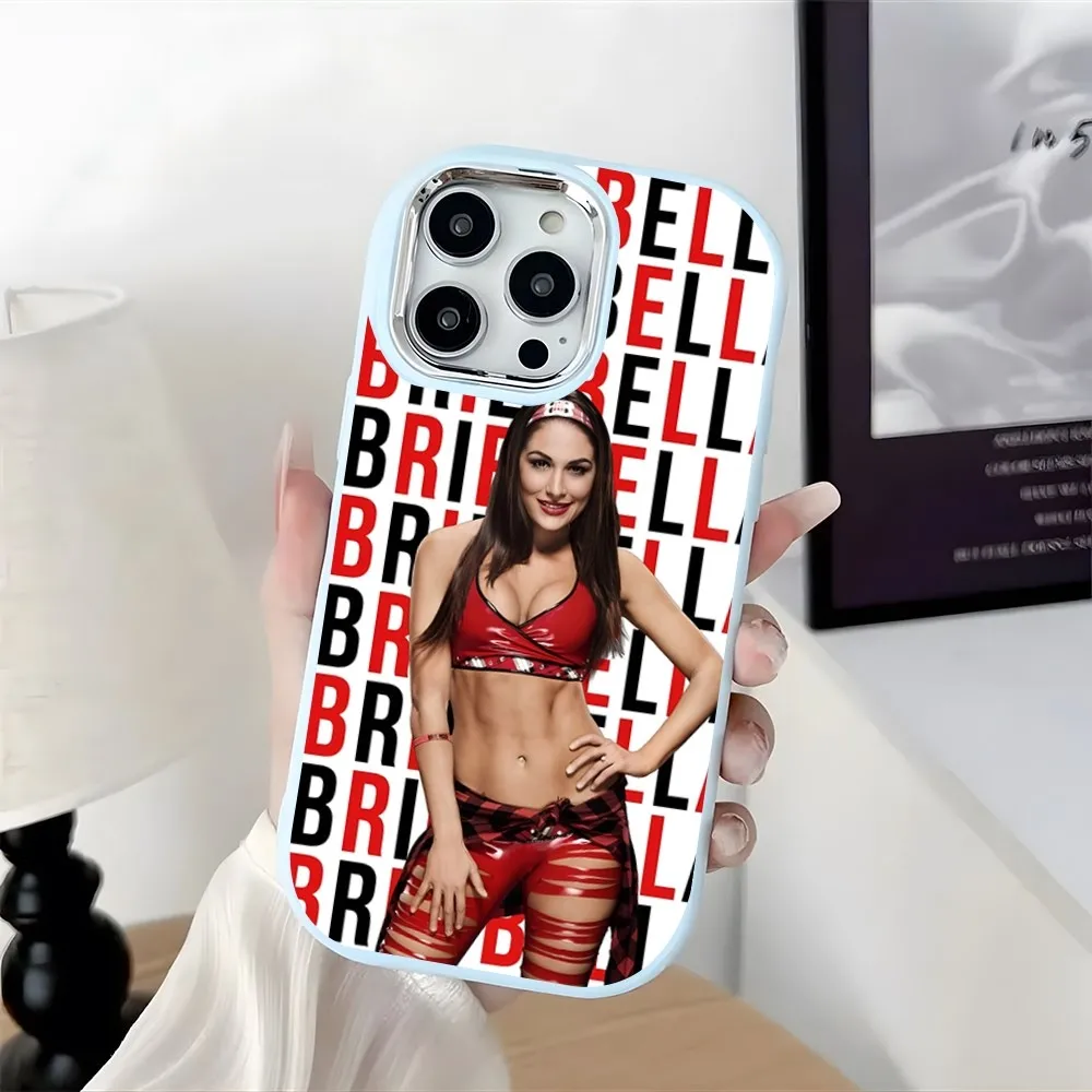 Luxury Ins Nikki Bella Phone Case Plating Camera Oval Soft Silicone For IPhone16 15 11 12 13 14 Pro Max Thicken Candy Color