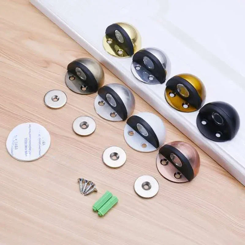 Stainless Steel  magnetic door stopper dual catch no punching  door bumper  wedge wall door stopper