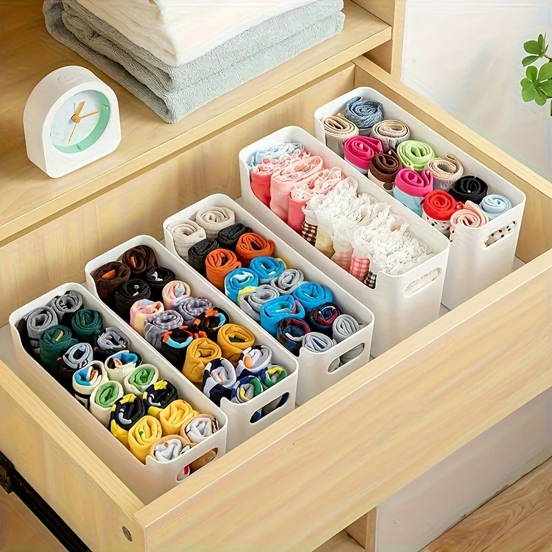 4Pack Wall-Mounted Plastic Storage Boxes - Easy Installation Without Drilling, Suitable for Offices, Tables, Homes And Bathrooms
