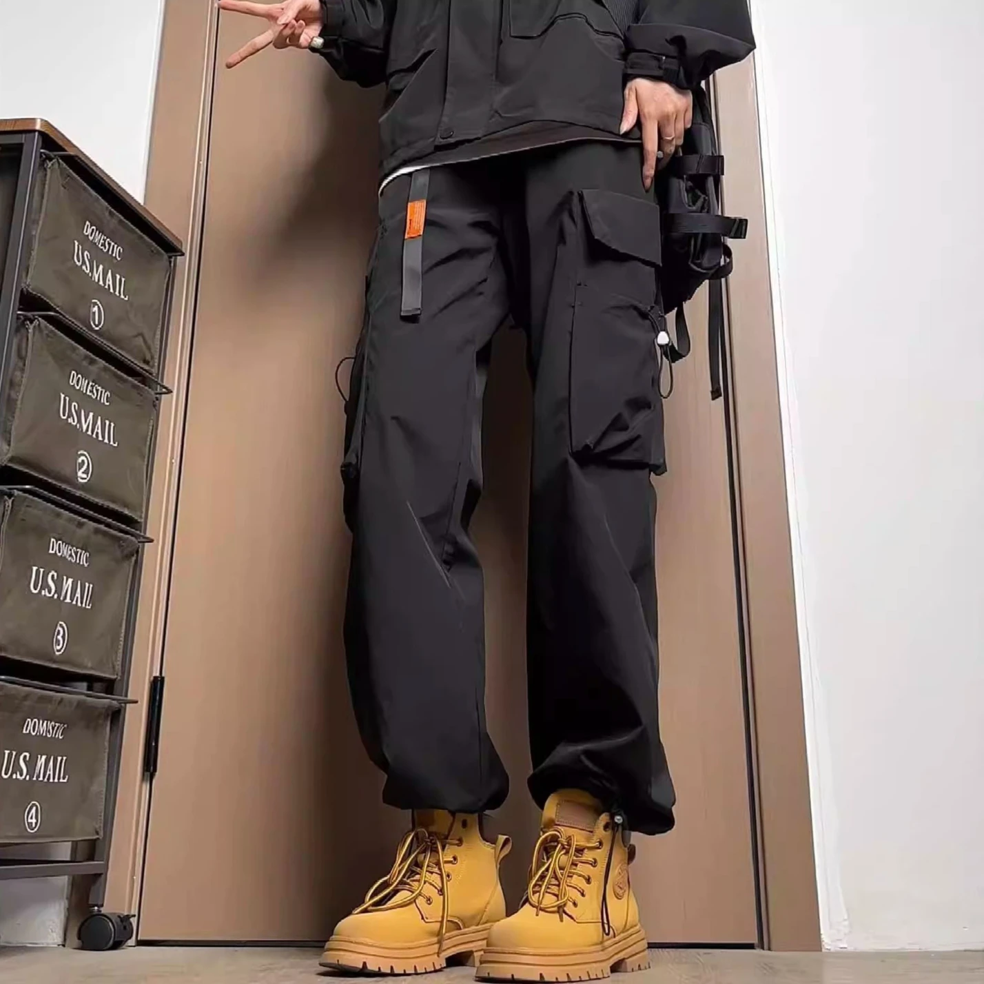 

Black Baggy Multi Pocket Spring Summer Men's Cargo Pants Aesthetic Cheapest Designer Slacks Luxury Emo Casual Long Male Trousers