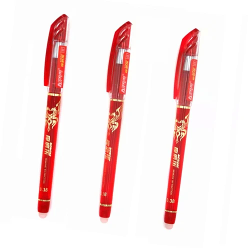 3/12 Teile/satz Löschbaren Stift 0,38mm Waschbar Griff Blau Schwarz Rot Löschbaren Gel Stift Refill Stange Schule Büro schriftlich Schreibwaren