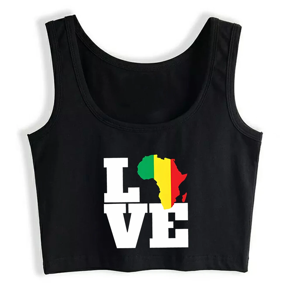 Love Africa Black History Month Design Crop Top Women's Juneteenth Cotton Sports Tank Tops Customizable Casual Camisole