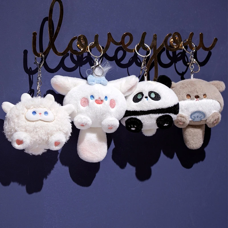 Panda Sheep Rabbit Plush Keychain Cute Bag Backpack Pendant Car Doll Key Ring Anime Plushie for Children Christmas Gift