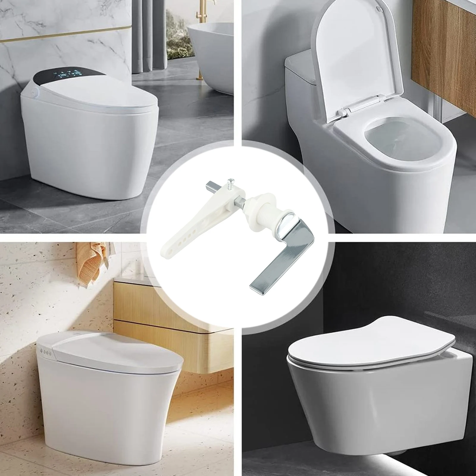 

Standard Toilet Cistern Flush Handle Replacement Metal and Plastic Lever with Screw Fittings Compatible with Most Toilet Tanks