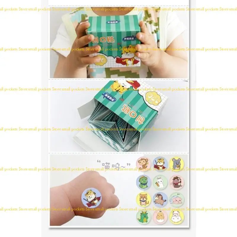 R1WD 120pcs/set Kid Children Round Bands Aid Syringes Injections Orifice Hole Patch Wound Plaster Waterproof Adhesive Bandage