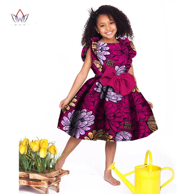 2023 Kids Dashiki Traditional Cotton Dresses Matching Girls African Dress O neck Kids African Clothing Short Sleeve WYT027