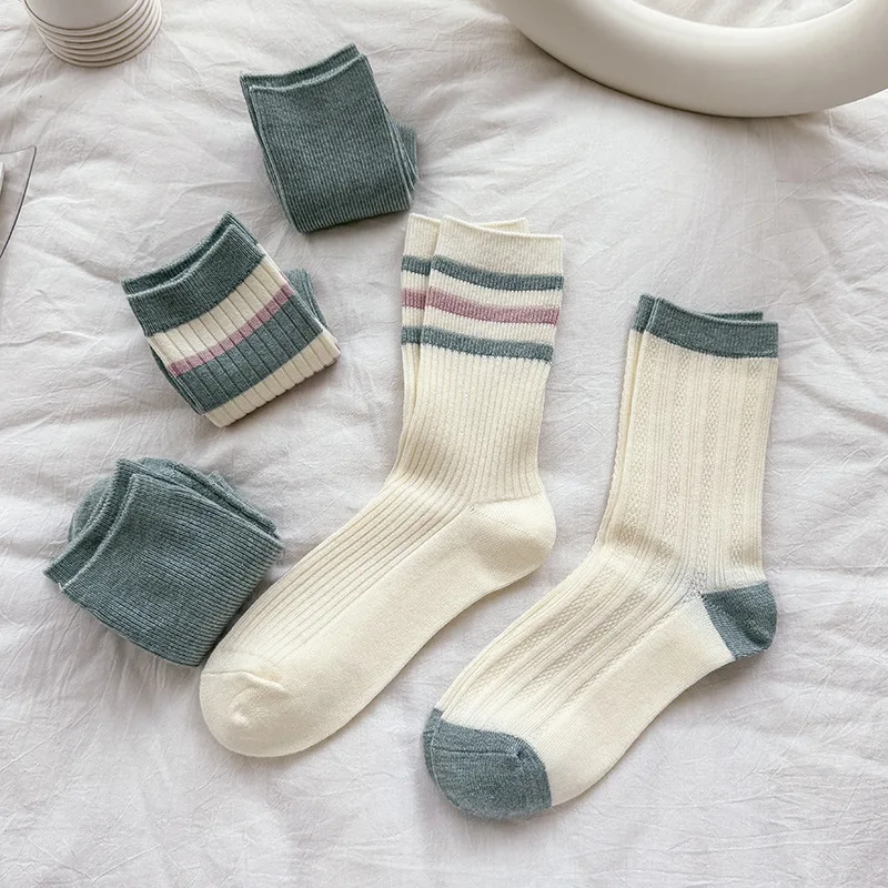 Women\'s Autumn Winter Socks Mid Tube Socks Cashmere Socks Thick Sock Solid Color Simple Tide Socks Floor Fashion Socks Wholesale
