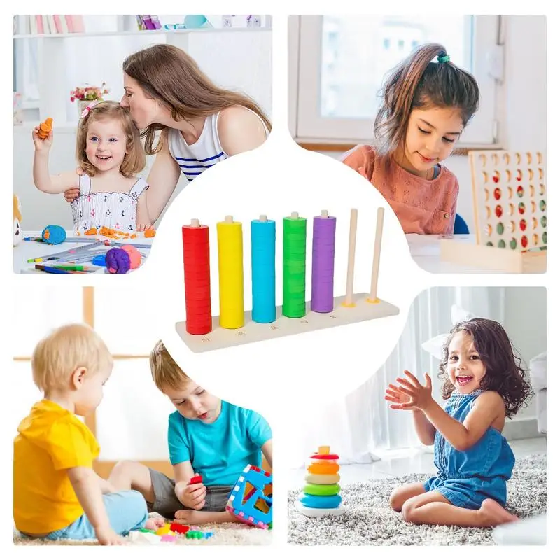 Sztyft do liczenia Drewniana zabawka do liczenia Abacus Stojak edukacyjny Matematyka Arytmetyczna zabawka z koralików Interaktywna pomoc dydaktyczna do liczenia Matematyka