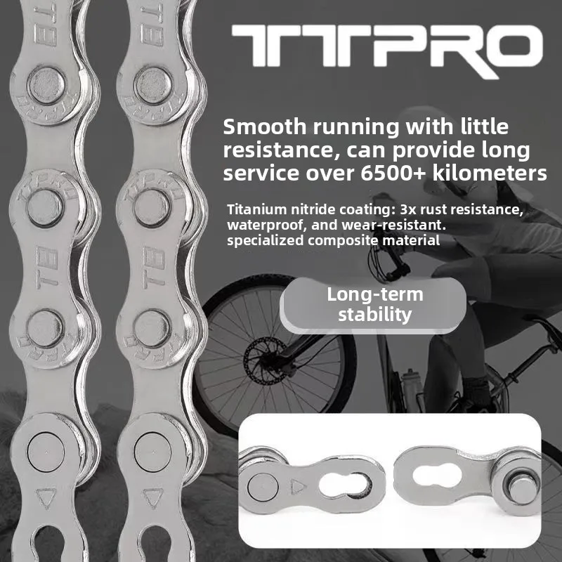 TTPRO Mountain Bike Chain Road Bike Cycling Variable Speed Chain 7/8/9/10/11/12 Compatible Shimano