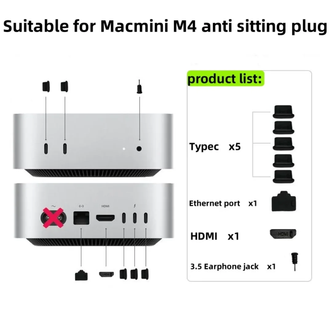 8Pcs/Pack Dust Plug Cover Kit for Mac mini M4/M4 pro, USB C Port Cover with for Mac mini M4 Accessories