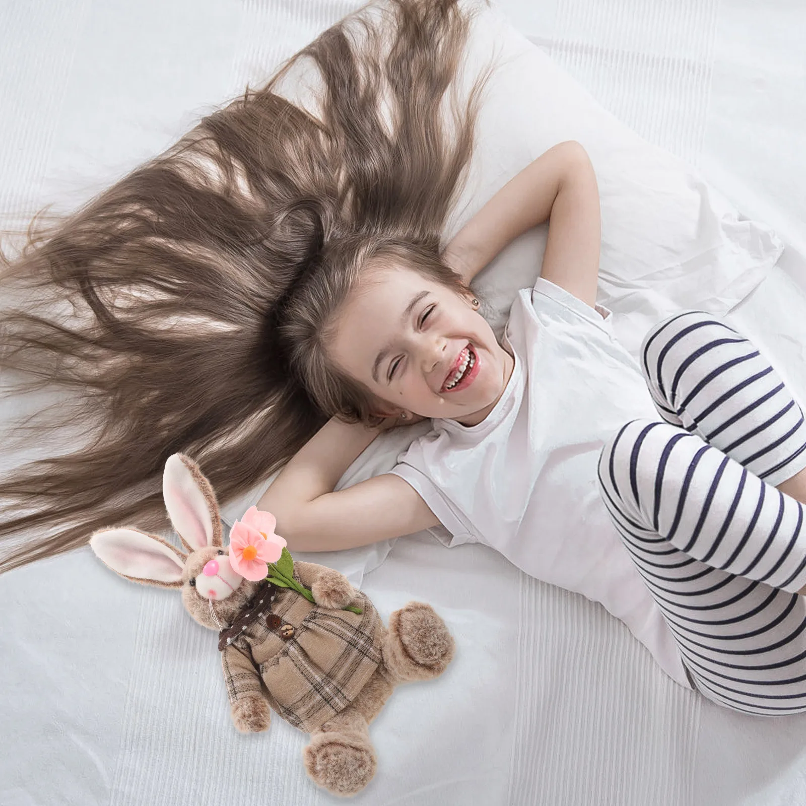 

Adorable Stuffed Rabbit for Easter Celebration - Lifelike Bunny Design Festive Decoration for Home Table Sofa Bed Shelf Display