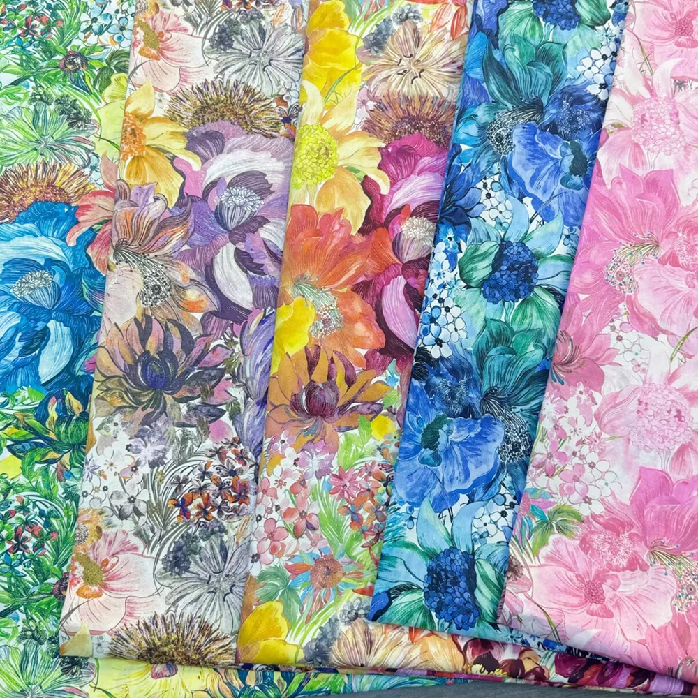 Chainho,Digital Print Plain Weave Poplin Cotton Fabric,High Density,DIY Quilting Sewing Material,Patchwork Cloth,4 Sizes,26PC52