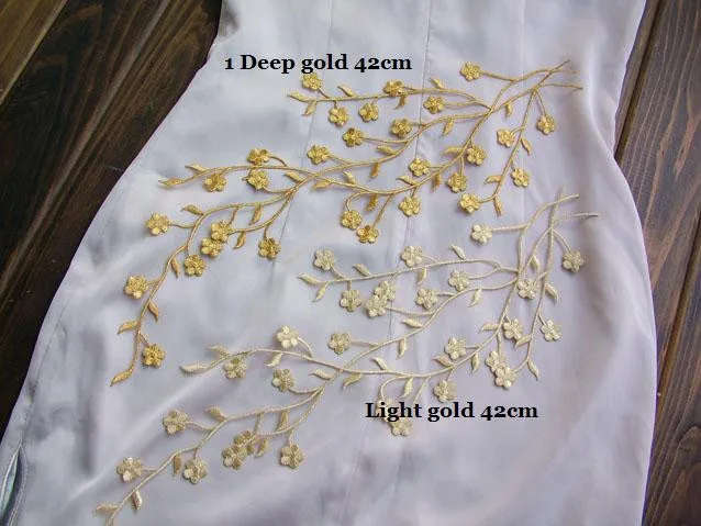 1 Stück Spitze Patch DIY Gold Silber Pflaumen blüte Stickerei Blumen applikation Stoff Aufkleber Kleidung Hochzeits dekoration ironisch – Detail 10