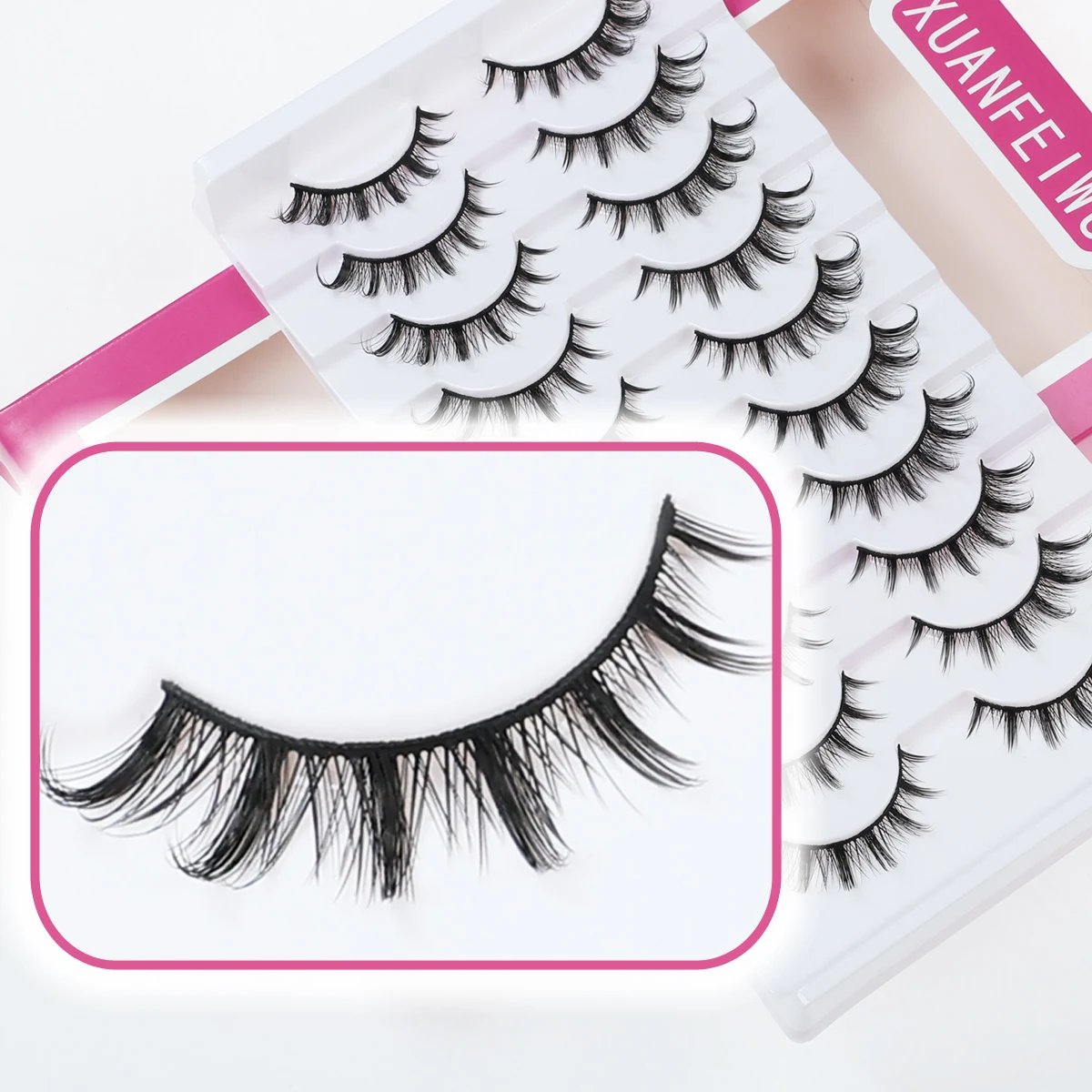 

Xuanfeiwu Full-Length Elongated Angled Hard Stem Manga Eyelashes for Enlarging the Eyes, Makeup Hard Stem False Eyelashes with a Short Front and Long Back Design, Natural Realistic One-Piece Eyelashes